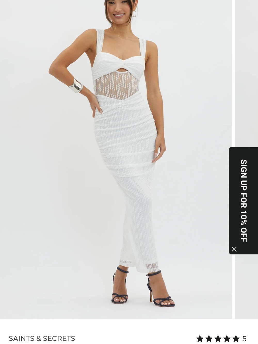 Selfie Leslie White Sheer-Panel Twist Front Maxi Dress
